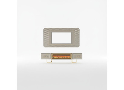 Mueble de salón de lujo con chimenea, soporte de televisión, aparador de TV, pared, mueble de pared, aparador.