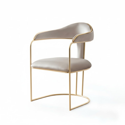 Silla de ocio de metal con diseño moderno, nuevas sillas tapizadas gris, silla moderna nueva.