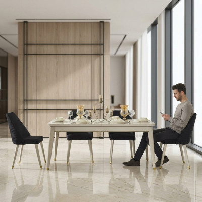 Mesa de comedor Mesa Sala de estar Mesas de madera Diseño blanco Mesa de conferencia Nueva