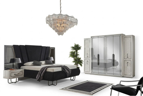 Dormitorio Muebles Cama Mesitas de noche Armario Ropero Camas 4 piezas