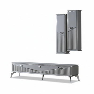 rtv Aparador tv Soporte para televisión Pared Mueble de salón Bajo Gris Brillo