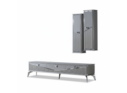 rtv Aparador tv Soporte para televisión Pared Mueble de salón Bajo Gris Brillo