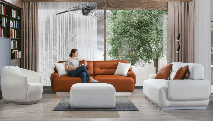 Conjunto de sofás acogedores Sala de estar Sofá Cojines 3+3+1 Reposapiés 4 piezas