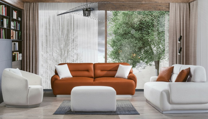 Conjunto de sofás acogedores Sala de estar Sofá Cojines 3+3+1 Reposapiés 4 piezas