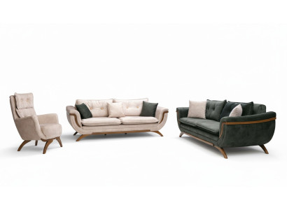 Sofá de tres plazas Set de sala de estar 3+3+1 Juego de sofás Cojines de asiento Sofá de tela Sofá