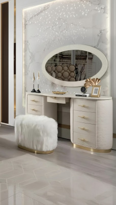 Tocador con espejo consola de maquillaje conjunto de muebles de dormitorio diseño de taburete conjunto nuevo