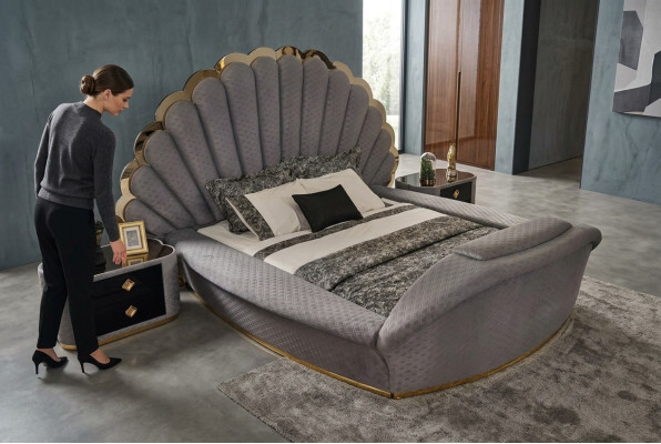 Diseño de cama de lujo Muebles de cama Cama doble Dormitorio Real 200x200 cm