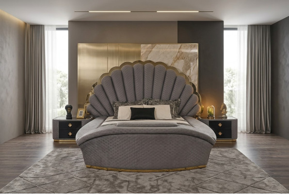 Diseño de cama de lujo Muebles de cama Cama doble Dormitorio Real 200x200 cm
