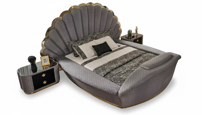 Diseño de cama de lujo Muebles de cama Cama doble Dormitorio Real 200x200 cm