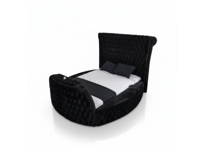 Cama Chesterfield moderna en lujoso color negro.