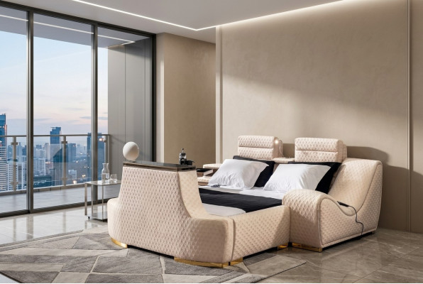 Cama doble Cama doble de lujo Diseño moderno del marco de la cama Marcos de cama Camas