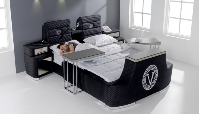Cama doble moderna azul lujo cama doble diseño moderno estructura de cama nueva.