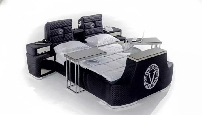 Cama doble moderna azul lujo cama doble diseño moderno estructura de cama nueva.