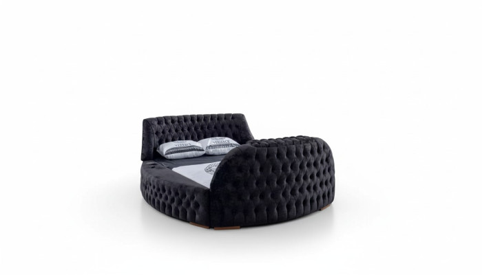 Diseño de cama Chesterfield negra, muebles tapizados de lujo del hotel, camas de elevación.