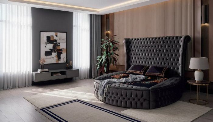 Cama Chesterfield cama tapizada de lujo diseño de dormitorio camas textil terciopelo nuevo