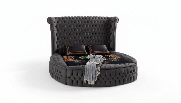 Cama Chesterfield cama tapizada de lujo diseño de dormitorio camas textil terciopelo nuevo