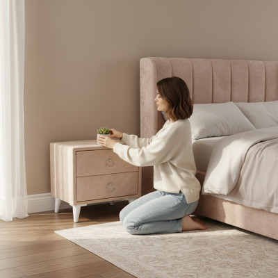 Diseño de mesita de noche, consola auxiliar de madera de lujo para dormitorio, nuevas consolas.