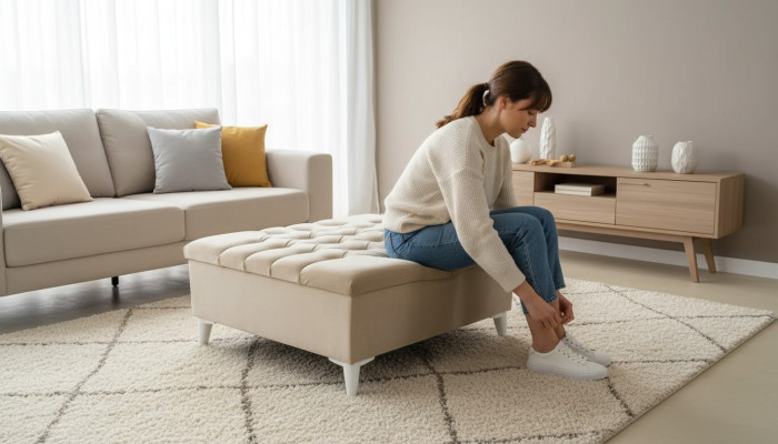 Diseño taburete Diseño tapizado reposapiés otomano asiento textil Chaise Lounge
