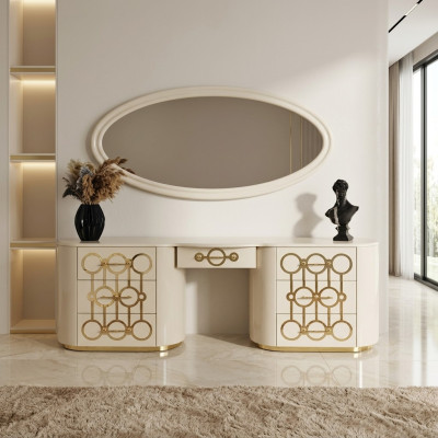 Conjunto de diseñador de tocador y espejo para el dormitorio en estilo moderno