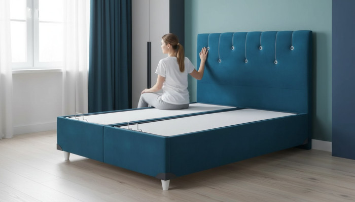 Lujo dormitorio cama cama doble diseño muebles marco cama hotel turquesa