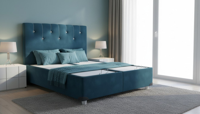 Lujo dormitorio cama cama doble diseño muebles marco cama hotel turquesa