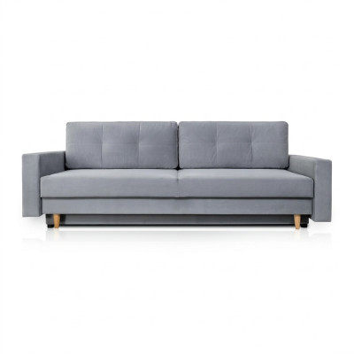 Cómodo y funcional sofá extensible de 3 plazas en color gris claro de estilo moderno.