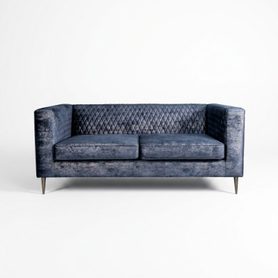 Sofá de 2 plazas azul elegante diseño de lujo moderno, muebles de madera tapizados en tela nuevo