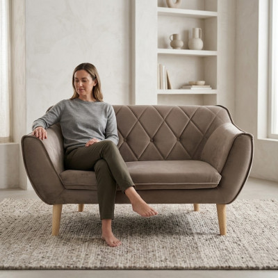 Sofá de 2 plazas refinado en estilo moderno de fabricantes europeos de muebles.