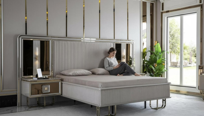 Cama Blanca Hermoso Diseño Moderno Doble Camas Dormitorio Muebles Elegantes Nuevos