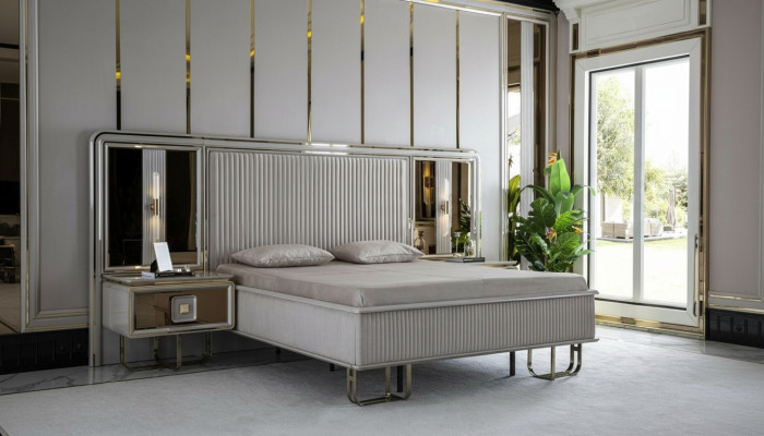 Cama Blanca Hermoso Diseño Moderno Doble Camas Dormitorio Muebles Elegantes Nuevos