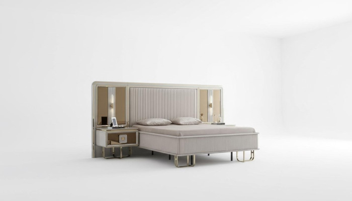 Cama Blanca Hermoso Diseño Moderno Doble Camas Dormitorio Muebles Elegantes Nuevos