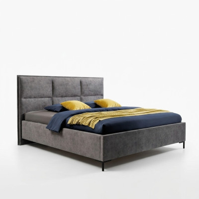 Dormitorio Set Gris Cama Elegante 2x Mesitas de Noche Set Completo Bonito 3 piezas.