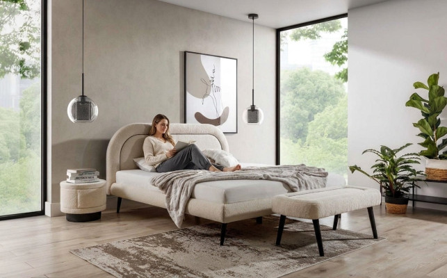 Cama Blanca Diseño Hermoso Moderno Cama Doble Dormitorio Muebles Elegantes