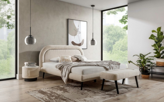 Cama Blanca Diseño Hermoso Moderno Cama Doble Dormitorio Muebles Elegantes