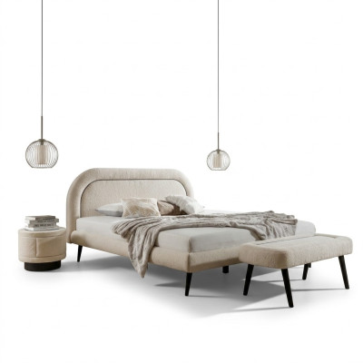 Cama Blanca Diseño Hermoso Moderno Cama Doble Dormitorio Muebles Elegantes