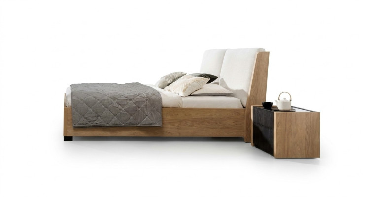 Cama de madera beige diseño moderno Dormitorio Cama doble Mueble elegante nuevo
