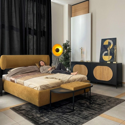 Cama Amarilla Hermoso Diseño Moderno Habitación Principal Camas Dobles Muebles Elegantes
