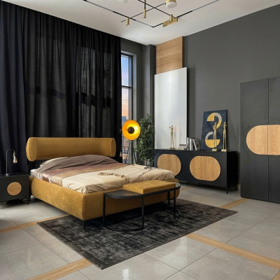 Cama Amarilla Hermoso Diseño Moderno Habitación Principal Camas Dobles Muebles Elegantes