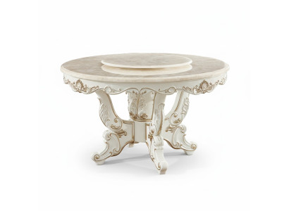 Mesa de comedor blanca redonda de madera de lujo clásica elegante diseño.