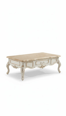 Mesa de centro blanca Mesas Sala de estar Diseño clásico elegante Muebles