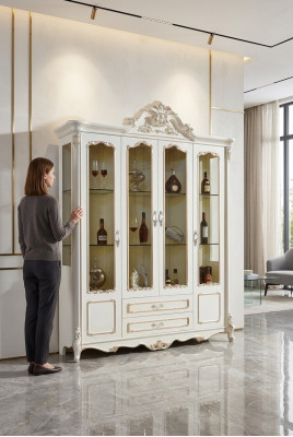 Estilo antiguo armario Barroco vitrina gabinete muebles madera.