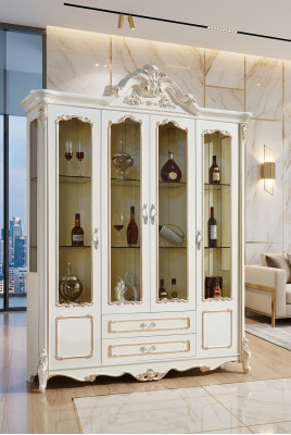 Estilo antiguo armario Barroco vitrina gabinete muebles madera.