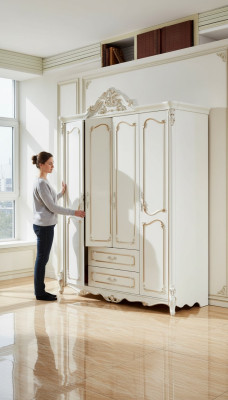 Armario blanco Diseño elegante del dormitorio Muebles clásicos de lujo