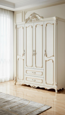 Armario blanco Diseño elegante del dormitorio Muebles clásicos de lujo