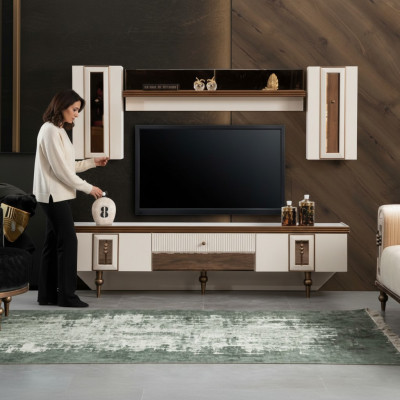 Una lujosa mesita de noche para TV para tu sala de estar en estilo moderno.