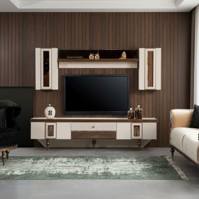 Una lujosa mesita de noche para TV para tu sala de estar en estilo moderno.