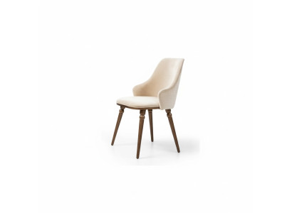 Silla de lujo Sillas modernas Sillón Tapizado de metal y madera Textil Nuevo Beige
