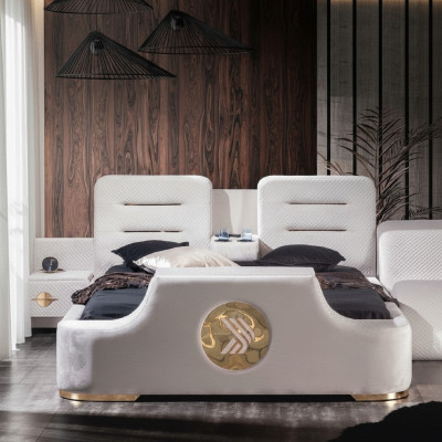 Cama doble Camas Moderno Lujo Taburete Multifunción Diseño de cama Terciopelo