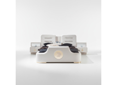 Cama doble Camas Moderno Lujo Taburete Multifunción Diseño de cama Terciopelo