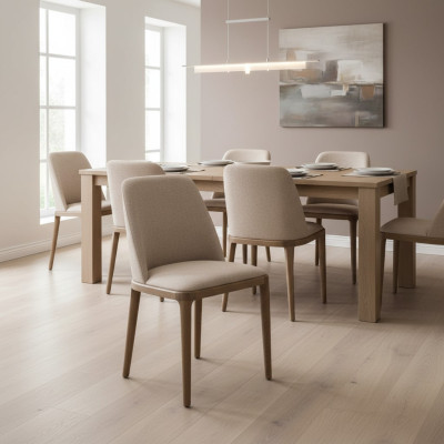 Diseño de lujo Silla tapizada Sillas Asiento Comedor Madera Textil Sillón Madera maciza